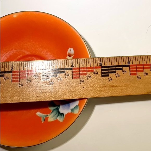1940’s Occupied Japan Hand-Painted Gold China Porcelain Orange Cornflower Saucer - Picture 6 of 6